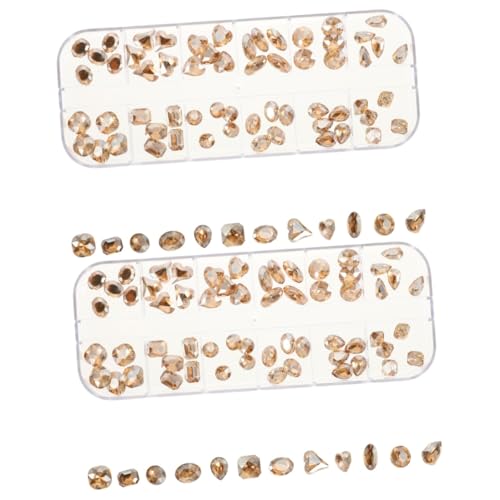 Healvian 2 Kisten Schmuck mit Nageldiamanten strasssteine für nägel rhinestones nail art manikürsets maniküre set nail set bastelset basteln Sortiert schmücken Patch Zubehör 3d Nagelbohrer von Healvian