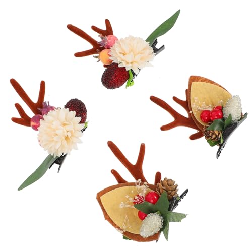 Healvian 2paare Weihnachts- -haarspangen Niedliche Geweih-haarclips Festlichen Dekoration Für Weihnachtskostüme Und Haarschmuck Für Damen von Healvian