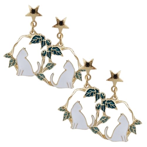 Healvian 2 Paare Asymmetrische Katzenohrringe Damen Ohrstecker Modern Leicht Hautfreundlich Modisch Schmuck für Frauen Alltag und Festlichkeiten von Healvian