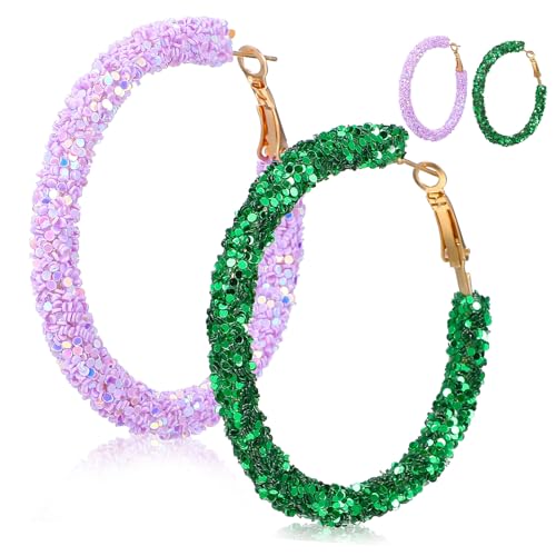 Healvian 2 Paare Boho Glitzer Creolen Damen Statement Glitzernde Runde Ohrringe Vintage Stil Leichte Pailletten Creolen Für Party Strand Urlaub Freizeit Healvian 2 Paare Boho Glitzer Creolen Damen Statement Glitzernde Runde Ohrringe Vintage Stil Leichte Pailletten Creolen Für Party Strand Urlaub Freizeit von Healvian