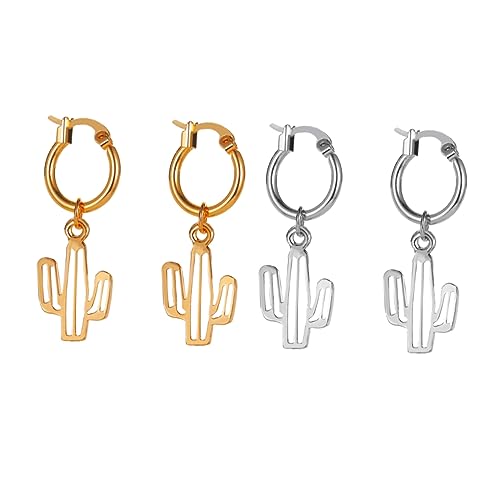 Healvian 2 Paare Cactus Ohrringe für Frauen Persönlichkeit Ohrschmuck Silber Kreative Pflanzenform Ohrringe Piercing Healvian 2 Paare Cactus Ohrringe für Frauen Persönlichkeit Ohrschmuck Silber Kreative Pflanzenform Ohrringe Piercing von Healvian