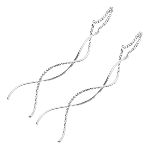 Healvian 2 Paare Damen Spiralohrhänger Lang Schlank Dainty Ohrschmuck Silberfarben Elegant Vielseitig Für Alltag Festtage von Healvian