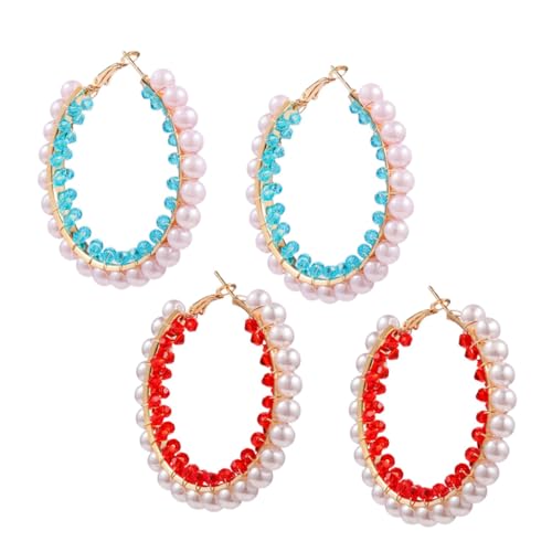 Healvian 2 Paare Große Runde Perlen Ohrhänger Ohrschmuck Damen Mädchen Leicht Anzuziehen Modisch Statement Ohrringe Langlebig und für Alltag und Party Healvian 2 Paare Große Runde Perlen Ohrhänger Ohrschmuck Damen Mädchen Leicht Anzuziehen Modisch Statement Ohrringe Langlebig und für Alltag und Party von Healvian