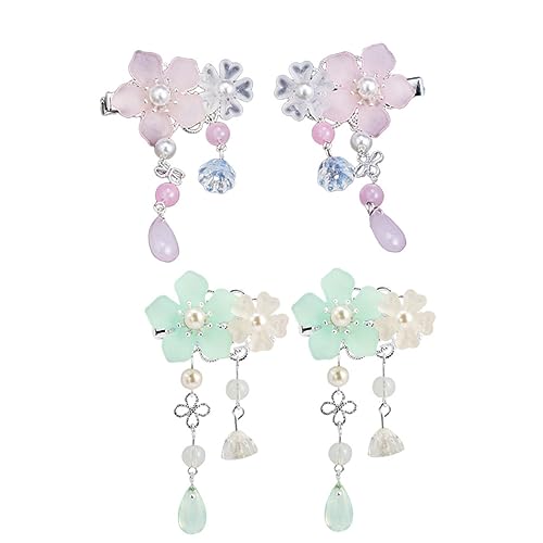 Healvian 2 Paare Haarspangen im Chinesischen Stil mit Blumenmotiv Süße Haarklammern für Mädchen Handliche Haarschmuck für Alltag und Festlichkeiten Leichte und Langlebige Clips von Healvian