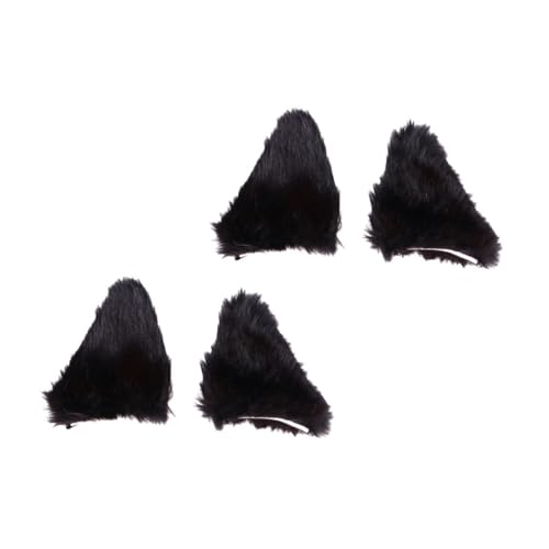 Healvian 2 Paare Halloween Haarclip Katzenohren Form Plüsch Haarklammer für Mädchen Cosplay Kostüm Zubehör Schwarz Innenfutter und von Healvian