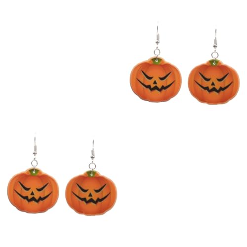 Healvian 2 Paare Halloween Ohrhänger Kürbis Ohrringe Sicherem Lustig und Auffällig Hängende Tropfenohrringe für Damen und Mädchen Passend zu Kostümfesten und Maskeraden von Healvian