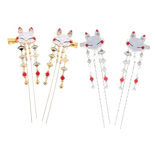 Healvian 2 Paare Hanfu Haarspangen aus Legierungsmetall mit Fuchsmotiv und Quasten Klassische Haarschmuck accessoires für Frauen und Mädchen Geeignet für Festtags Alltagsfrisuren von Healvian