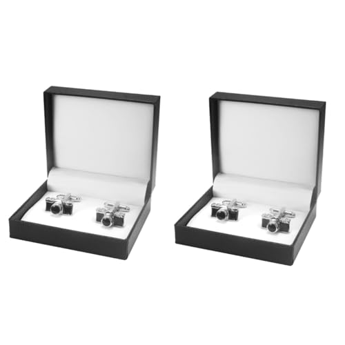 Healvian 2 Paare Kameraförmige Manschettenknöpfe für Herren Kreative Cufflinks im Geschenkkarton für Hochzeiten Formelle Anlässe und Besondere Events Oberfläche Langlebiges Material zu von Healvian