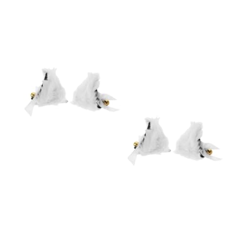 Healvian 2 Paare Katzenohr -kopfschmuck Halloween Party Kopfbedeckung Haarspange Für Tierohren Cosplay -kopfbedeckung Haarschmuck Für Katzenohren Tierkostüm-haarspangen Polyester Weiß von Healvian