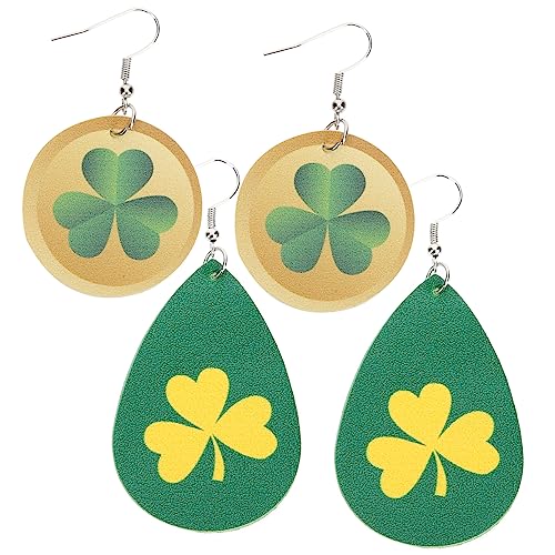 Healvian 2 Paare Kleeblatt Ohrhänger Dangle Ohrringe Damen Patrick Party Kostüm Schmuckaccessoires Festliche Dekoration von Healvian