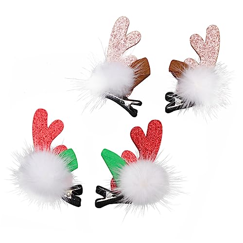 Healvian 2paare Weihnachts-haarclips Mit -antlers Für Mädchen Süße Haarspangen Für Festliche Outfits Und Feiertagsfeiern von Healvian