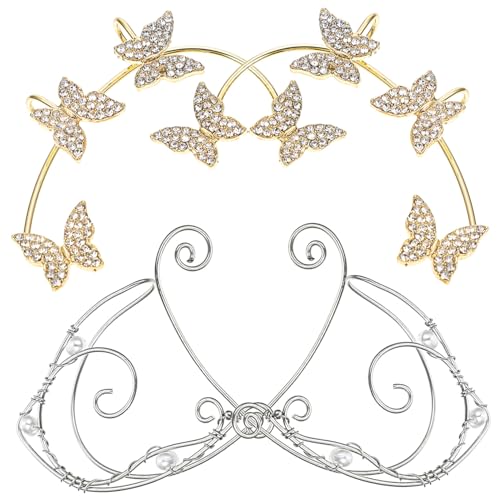 Healvian 2 Paare Ohrclips Schmetterling und Elfen Ohr Manschetten mit Strass Leichtes Schmuckset für Damen Elegant für Party Hochzeit Alltag Geschenkidee Healvian 2 Paare Ohrclips Schmetterling und Elfen Ohr Manschetten mit Strass Leichtes Schmuckset für Damen Elegant für Party Hochzeit Alltag Geschenkidee von Healvian