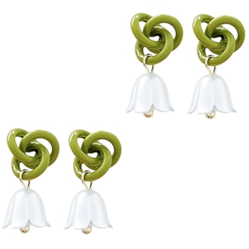 Healvian 2 Paare Ohrhänger für Frauen Stilvolle Langlebige Vielseitige Grüne Blumen Ohrringe Statement Drop Ohrringe Geeignet für Alltag und Besondere Anlässe von Healvian