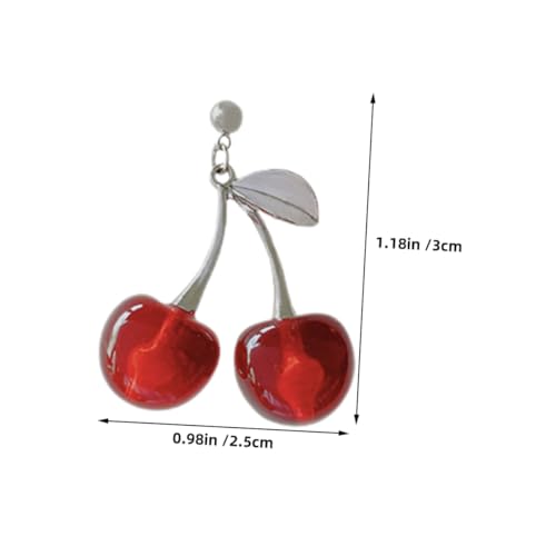 Healvian 2 Paare Ohrringe Damen Frucht Schmuck Set Rote Baumelnde Ohrstecker Verspieltes Design Langlebig Feine Handarbeit Für Tropischen Boho Stil von Healvian