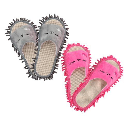 Healvian 2 Paare Praktische Wischpantoffeln für Damen Rutschfest Langlebig mit Hoher Wasseraufnahme Mopp Hausschuhe zum Reinigen von Böden Geräuschlos Leicht und Wiederverwendbar von Healvian