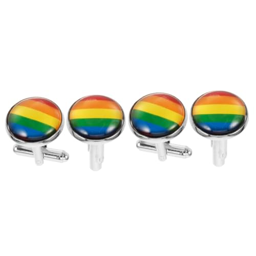 Healvian 2 Paare Regenbogen-manschettenknöpfe Arm Hemden Für Männer Ihn Männer Shirt Smoking Ärmel Manschettenlinks Anzug Schmuck Zinklegierung von Healvian