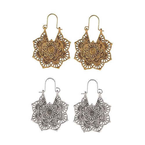 Healvian 2 Paare Retro Ohrringe im Exotischen Handgefertigte Verzierte Ohrhänger für Damen Silber Eleganter Boho Schmuck für Besondere Anlässe Healvian 2 Paare Retro Ohrringe im Exotischen Handgefertigte Verzierte Ohrhänger für Damen Silber Eleganter Boho Schmuck für Besondere Anlässe von Healvian