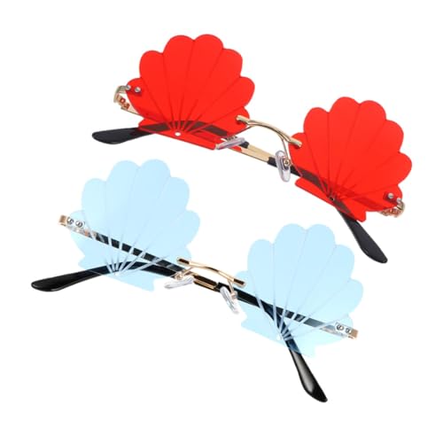 Healvian 2 Paare Rimless Sonnenbrillen für Damen und Herren Leichte Trendige Party sonnenbrillen mit UV schutz Modische Kreative Strand accessoires für Vielseitige Outfits von Healvian