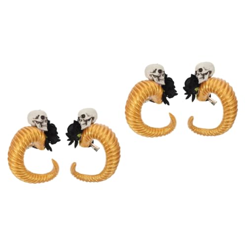 Healvian 2 Paare Schafhörner Haarspangen Cosplay Haarschmuck für Damen Teens Gothic Halloween Party Zubehör für Kostüm und Karneval mit Einzigartigem Rosen Design und Lebensechten Hörnern von Healvian