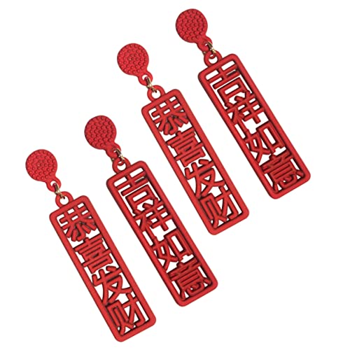 Healvian 2 Paare Silber Ohrhänger Rot Festliche Neujahrs Ohrringe Glückwunsch Schmuck Damen Schmuck für Frühlingsfest und Weihnachtsfeier von Healvian