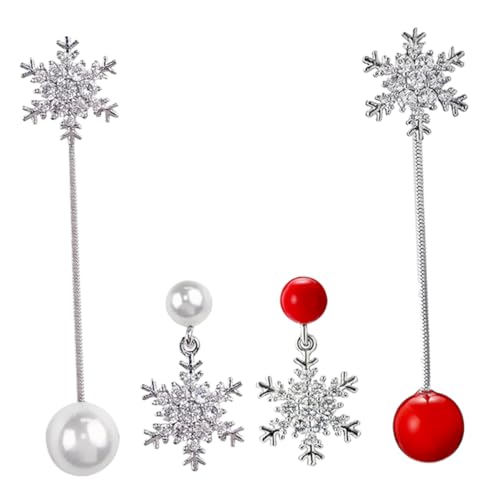 Healvian 2 Paare Silber Perlenohrringe Damen Asymmetrisch Schneeflocke Quasten Ohrstecker Rot Weiß Modisch Elegant Alltag Party Schmuck Healvian 2 Paare Silber Perlenohrringe Damen Asymmetrisch Schneeflocke Quasten Ohrstecker Rot Weiß Modisch Elegant Alltag Party Schmuck von Healvian