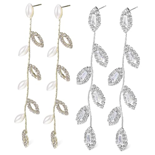 Healvian 2 Paare Silberne Ohrhänger mit Glitzer Perlen Lange Kette Design Hochzeiten Festlichkeiten Damen Ohrschmuck für Besondere Anlässe Healvian 2 Paare Silberne Ohrhänger mit Glitzer Perlen Lange Kette Design Hochzeiten Festlichkeiten Damen Ohrschmuck für Besondere Anlässe von Healvian