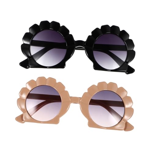 Healvian 2 Paare Sonnenbrillen Muschelförmig Unregelmäßiges Design Strand Sonnenbrille Schwarz Orange Lustig Outdoor Eyewear Party Accessoire von Healvian