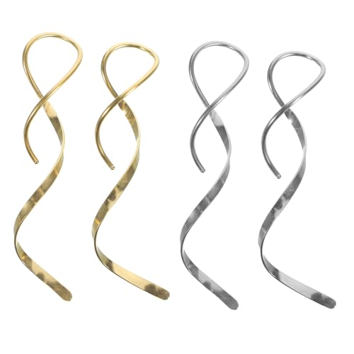 Healvian 2 Paare Spiralförmige Durchzieher Ohrringe Damen Hängend Piercing Ohrschmuck Gold Silber Healvian 2 Paare Spiralförmige Durchzieher Ohrringe Damen Hängend Piercing Ohrschmuck Gold Silber von Healvian