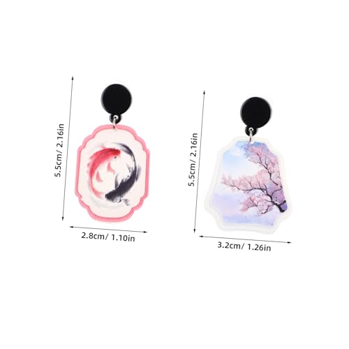 Healvian 2 Paare Vintage Ohrringe Damen Leichte Ohrhänger Retro Chinesischer Stil Ethnische Koi Baum Muster Schmuck Für Alltag Party von Healvian