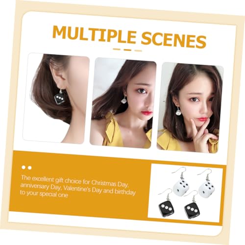 Healvian 2 Paare Würfel Ohrringe Geometrisch Leicht Harz Ohrhänger Damen Hip Hop Schmuck Weiß Schwarz Kreatives Würfelanhänger Modeschmuck für Frauen und Mädchen von Healvian