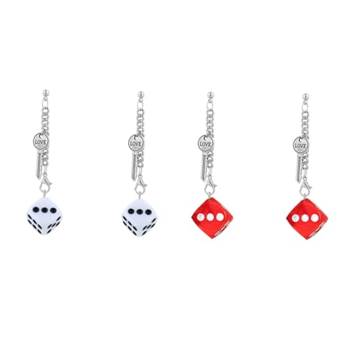 Healvian 2 Paare Würfel Ohrringe mit Buchstaben Anhänger Langer Key Ear Dangler Ohrschmuck in Weiß und Rot Modische Hängende Ohrringe für Damen Alltag und Party von Healvian