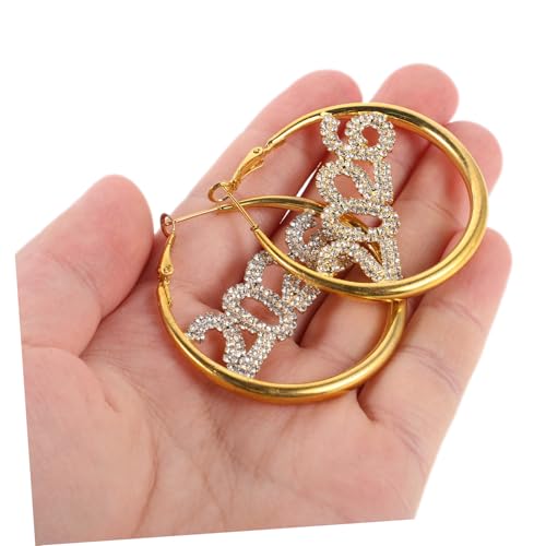 Healvian 2paare Creolen Mit Strasssteinen Und Zahlen Für Damen Tropfenohrringe Mit Kristallen Für Festtagsoutfits Und Alltag Funkelnde Strassohrringe Als Modisches Accessoire von Healvian