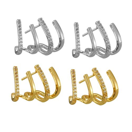 Healvian 2 Paare Zirkonia Ohrstecker für Damen Krallenohrringe Platin Modisches Ohrschmuck Partys Hochzeiten Healvian 2 Paare Zirkonia Ohrstecker für Damen Krallenohrringe Platin Modisches Ohrschmuck Partys Hochzeiten von Healvian