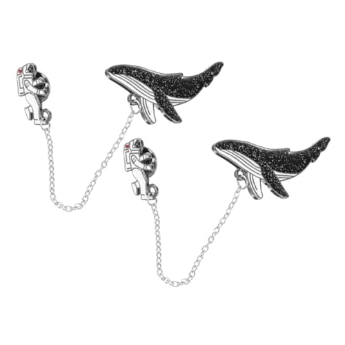 Healvian 2 STÜCK Astronaut Whale Brosche aus Legiertem Einzigartige Anstecknadeln mit Detailliertem Design Vielseitig Tragbar für Hemd Business und Party Schmuckpins für Damen und Herren von Healvian