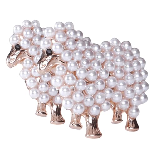 Healvian 2 STÜCK Schaf Broschen mit Kunstperlen Leichte und Tragbare Mode Broschen Pins für Damen Stilvolle Schmuckaccessoires für Kleidung Jacken und Schals von Healvian