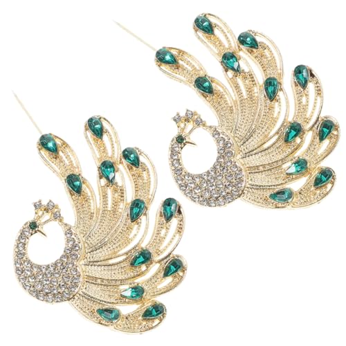 Healvian 2 STÜCK Teiliges Broschen Damen Eleganter Pfau und Vogel Design Anstecknadeln Kleidungsbroschen für Hemd Strickjacke Schal Vielseitige Schmuck Dekoration von Healvian