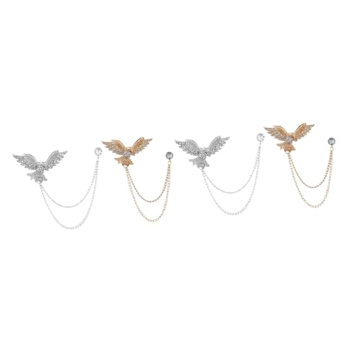 Healvian 2 Sätze Adler Brosche Retro Anzug Kettenbrosche Tier Brosche Schmuck Adler Kragen Anstecknadel Strass Brosche Quaste Brosche Clip Vogel Brosche Herren 2 Stücke * 2 von Healvian