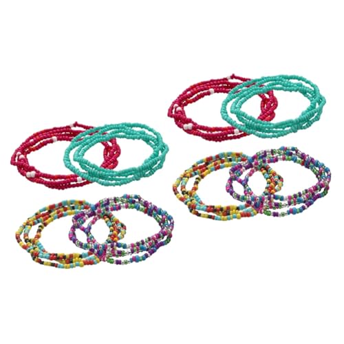 Healvian 2 Sätze Bauchperlenkette Teiliges Handgemachte Farbenfrohe Hüftkette Glasperlen Für Sommer Am Strand Vielseitig Halskette Armband Oder Fußkette Verwendbar 4 Stücke * 2 von Healvian