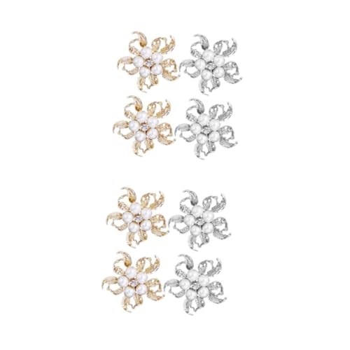 Healvian 2 Sätze Blumenbroschen Legierung Mit Perlen Anstecknadeln Für Damen Silber Vielseitiges Modeaccessoire Für Kleidung Schals Hüte 4 Stücke * 2 von Healvian