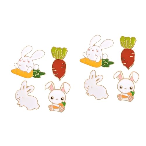 Healvian 2 Sätze Carrot Rabbit Broschen Kreative Tropföl Karotten Brustnadel Stilvolle Dekoration Für Damen Vielseitig Kombinierbar Für Kleidung Accessoires Zufällige Designs 4 Stücke * 2 von Healvian