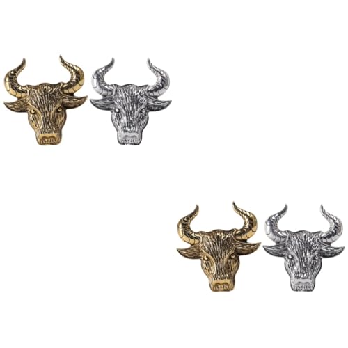 Healvian 2 Sätze Cattle Kopf Broschen Legierung Vintage Anstecknadeln Für Damen Kreative Goldene Und Silberne Ox Brustpins Schmuckstück Für Kleidung Und Accessoires 2 Stück * 2 von Healvian