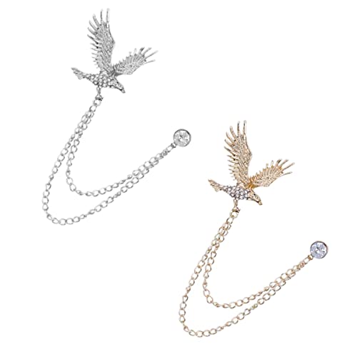 Healvian 2 Sätze Eagle Design Brosche Legierung Mit Kette Für Anzug Kragen Schal Und Mantel Teiliges Und Stilvolle Modeaccessoires Für Herren 2 Stücke * 2 von Healvian