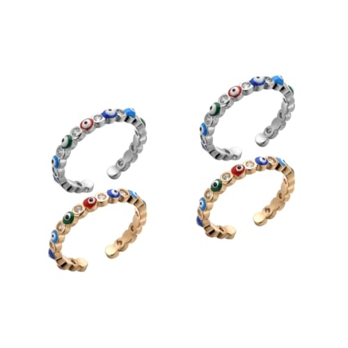 Healvian 2 Sätze Evil Eye Ring Verstellbarer Offener Ring Für Damen Schmuck Mit Kreativem Design Für Verschiedene Fingergrößen Perfektes Accessoire Für Frauen Teenager 2 Stück * 2 von Healvian
