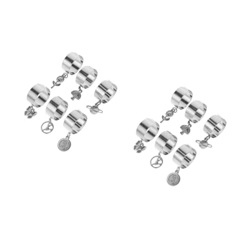Healvian 2 Sätze Fingerverzierung Ring Für Silber Kreativ Offen Damen Fingerschmuck Silver Eisen 6 Stück * 2 von Healvian