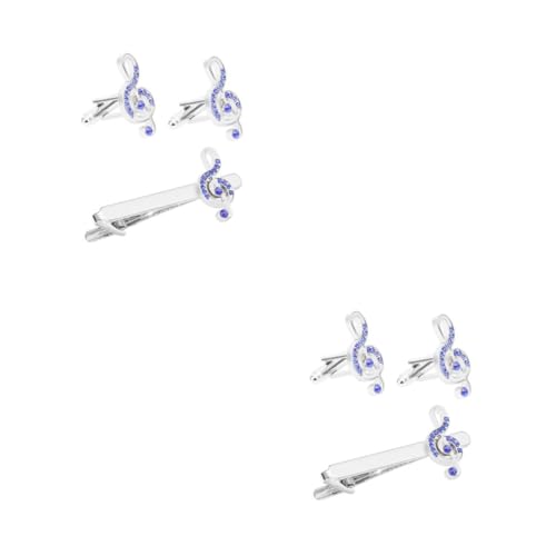 Healvian 2 Sätze Herren Krawattennadel Manschettenknöpfe mit Musiknote Elegantes Accessoire für Business Freizeit für Meetings Partys von Healvian