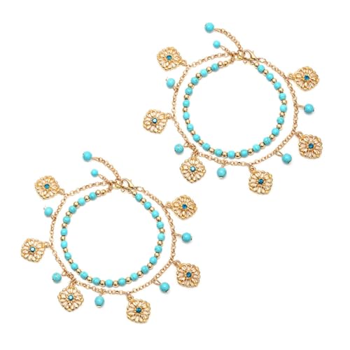 Healvian 2 Sätze Hollow Two Layer Fußketten Legierung Stilvolle Vintage Knöchelarmbänder für Strand Reisen Freizeit Teiliges mit Verstellbarem Design für Frauen Healvian 2 Sätze Hollow Two Layer Fußketten Legierung Stilvolle Vintage Knöchelarmbänder für Strand Reisen Freizeit Teiliges mit Verstellbarem Design für Frauen von Healvian