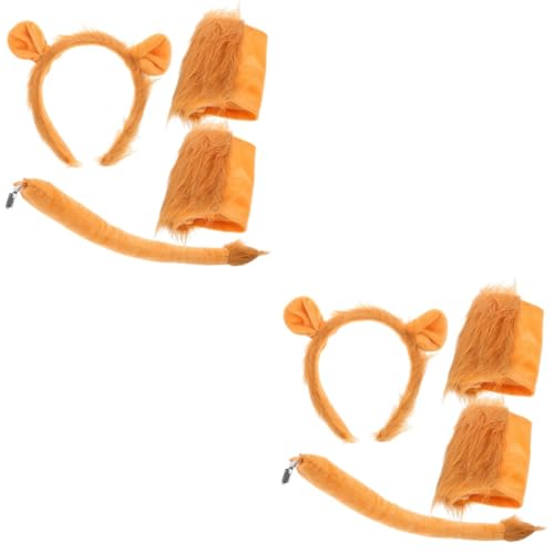 Healvian 2 Sätze Löwenkostüm Set mit Haarreif und Handschuhen Kostümzubehör für Karneval Halloween und Bühnenaufführungen aus Strapazierfähigem und Bequemem Material Gefertigt von Healvian