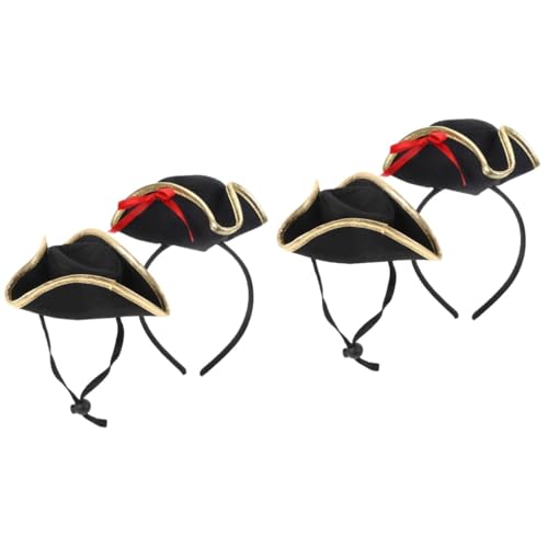 Healvian 2 Sätze Piratenhut mit Haarschmuck für Halloween Teiliges Cosplay Kopfband mit Goldrandigem Piratenhut für Partys und Festlichkeiten Atmungsaktiv und von Healvian