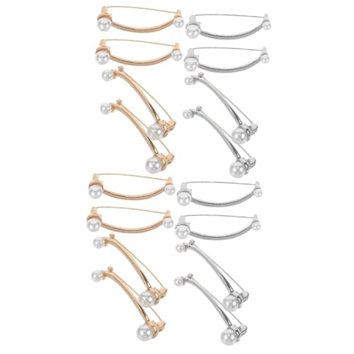 Healvian 2 Sätze Reifen Kette Keuchen Pin-abzeichen Ausgefallene Sicherheitsnadeln Kleid Clips Zurück Cinch Perlenstifte Kleidernadel Perle Schwere Broschen Legierung 8 Stück * 2 von Healvian
