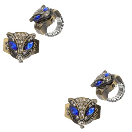 Healvian 2 Sätze Retro Finger Ring Uhr Mit Elastischem Band Kreative Ring Uhr Für Damen Herren Vielseitig Einsetzbar Einzigartiges Design Mit Blauen Augen Für Besondere Anlässe 2 Stücke * 2 von Healvian